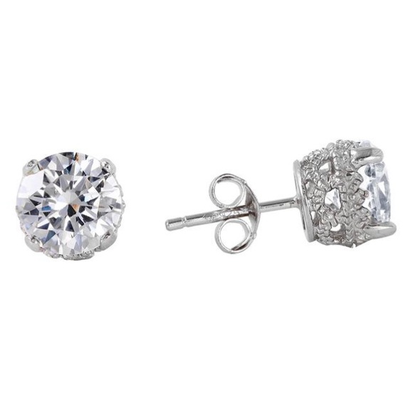 NWT JENNA Sterling Silver CZ Stud Earrings - Picture 2 of 4